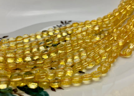 6 mm Micro Faceted Diamond Cut Citrine Flat Coin Disc Shape Gemstone Beads Genuine Natural Gold Citrine 15 Inches Strand #3216