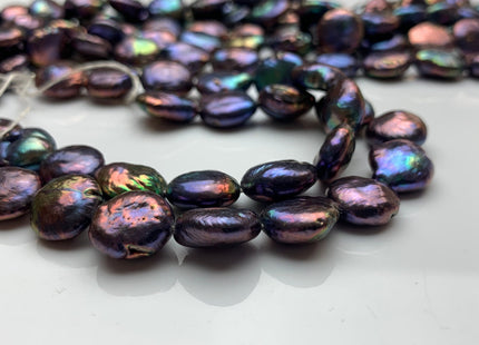 11-12 mm Purplish Peacock Flat Coin Freshwater Pearl Beads Limited Edition Purplish Peacock Pearls 31 Pieces #1133