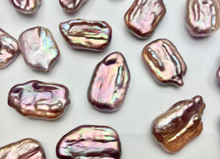 ONE Piece AAAA 15x23 mm Natural Mauve Pink Super High Luster Half Drilled Rectangle Coin Pearl For Earring Pendant Iridescent Color #P1211