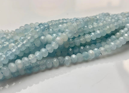 3x4 mm Natural Color Faceted Rondelle Aquamarine Gemstone Beads Natural Blue Micro Faceted Rondelle Aquamarine Gemstone Beads # 2448
