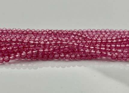 3-3.5 mm AAA Micro Faceted Round Pink Topaz Gemstone Beads Genuine Natural Gummy Pink Topaz 13 Inches Strand #4110
