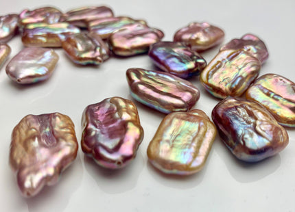 ONE Piece AAAA 15x23 mm Natural Mauve Pink Super High Luster Half Drilled Rectangle Coin Pearl For Earring Pendant Iridescent Color #P1211