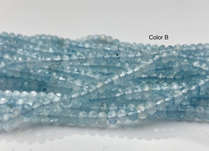 3x4 mm Natural Color Faceted Rondelle Aquamarine Gemstone Beads Natural Blue Micro Faceted Rondelle Aquamarine Gemstone Beads # 2448