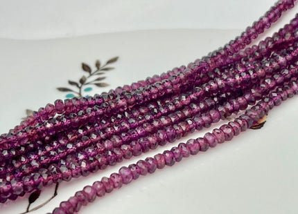 4 mm Natural Purple Pink Garnet Gemstone Beads Faceted Rondelle Shape Genuine Pink Purple Garnet Gemstone Beads 13 Inches Strand #4172