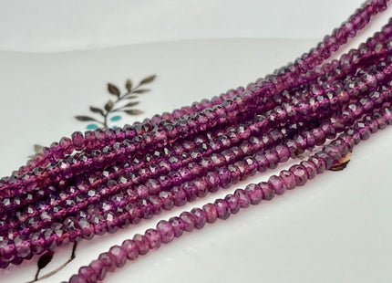 4 mm Natural Purple Pink Garnet Gemstone Beads Faceted Rondelle Shape Genuine Pink Purple Garnet Gemstone Beads 13 Inches Strand #4172