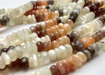 8mm 9mm 10mm Natural AAA Mixed Moonstone Beads Faceted Rondelle Top Quality White Peach Gray Coffee Moonstone Beads 8 inches Strand #3738