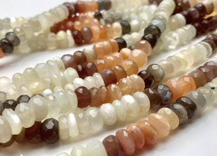 8mm 9mm 10mm Natural AAA Mixed Moonstone Beads Faceted Rondelle Top Quality White Peach Gray Coffee Moonstone Beads 8 inches Strand #3738