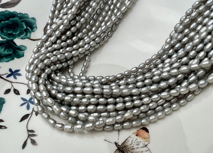 3.5-4x5-5.5 mm Gray Color Rice/Oval Freshwater Pearls Genuine Freshwater Tiny Seed Pearl Beads #P2274