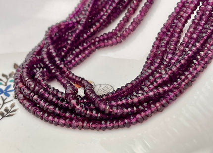 4 mm Natural Purple Pink Garnet Gemstone Beads Faceted Rondelle Shape Genuine Pink Purple Garnet Gemstone Beads 13 Inches Strand #4172