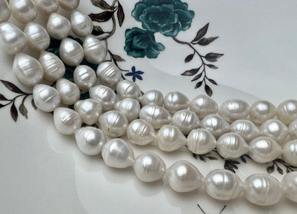 10-11x12-13 mm Natural White Rare Large Rice Freshwater Pearl Beads Genuine Natural White Freshwater Rice Pearls 30-33 Beads #P2256