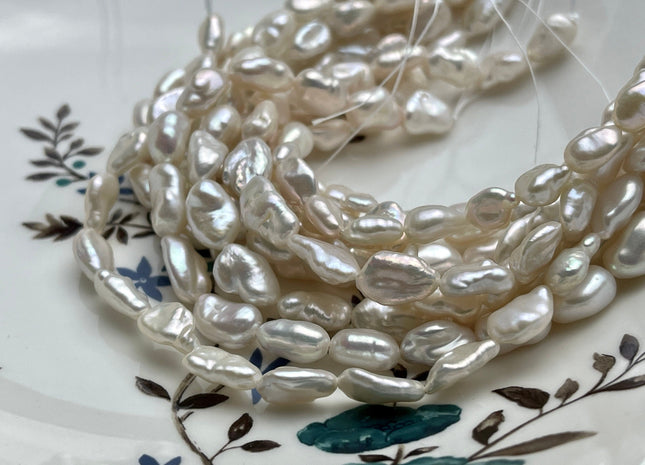 8x11-13 mm AAA Half Strand High Luster Natural White Keshi Nugget Freshwater Pearl Beads Center Drilled Keshi Nugget Pearls #1671