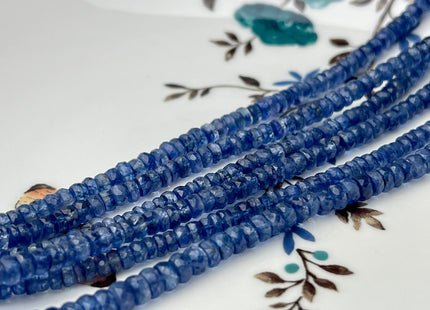 4-5 mm Natural Blue Kyanite Gemstone Beads Faceted Rondelle Shape Genuine Blue Kyanite Gemstone Beads 14 Inches Strand #4159
