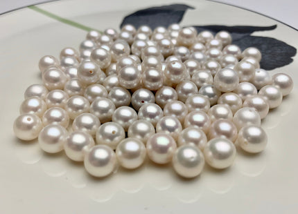 ONE Piece AAAA 8-8.5mm OR 8.5-9mm Top Quality High Luster Round Half Drilled Freshwater Pearl Genuine Natural White Freshwater Pearls #1645
