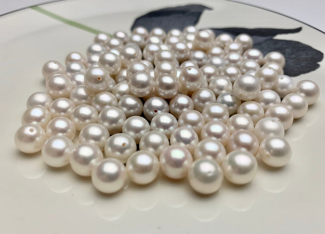 ONE Piece AAAA 8-8.5mm OR 8.5-9mm Top Quality High Luster Round Half Drilled Freshwater Pearl Genuine Natural White Freshwater Pearls #1645