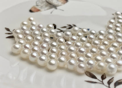 Two Pieces AAAAA 5-5.5mm High Luster Undrilled/Half Drilled/Through Drilled Tiny Freshwater Pearls Genuine White Round Pearl Beads #P1195