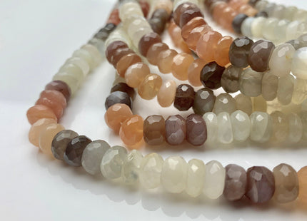 8mm 9mm 10mm Natural AAA Mixed Moonstone Beads Faceted Rondelle Top Quality White Peach Gray Coffee Moonstone Beads 8 inches Strand #3738