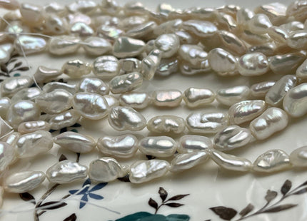 8x11-13 mm AAA Half Strand High Luster Natural White Keshi Nugget Freshwater Pearl Beads Center Drilled Keshi Nugget Pearls #1671