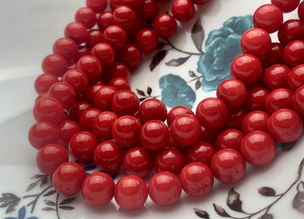 8mm 10mm Smooth Round Red Bamboo Coral Beads Quality Red Bamboo Coral 15.5 Inches Strand 45 Beads #3566