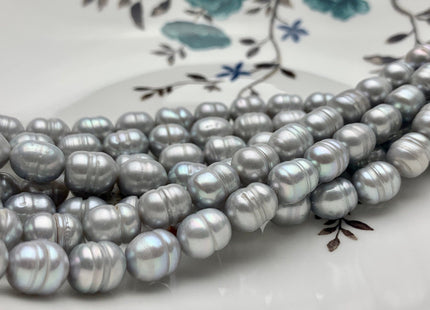 8x10 mm Silver Gray Color Rice Freshwater Pearl With Ring Genuine Freshwater Pearls Gray Rice Cultured Freshwater Pearl Beads #32