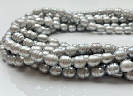 8x10 mm Silver Gray Color Rice Freshwater Pearl With Ring Genuine Freshwater Pearls Gray Rice Cultured Freshwater Pearl Beads #32