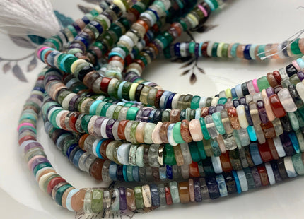 7mm 8mm 9mm AAA 100% All Natural Mixed Amethyst Lapis Chalcedony Emerald Green Garnet Turquoise Jade Malachite Heishi Beads 8 Inches #3769
