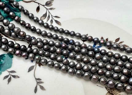 4.5-5 mm AA Dark Gray Peacock Color Potato Freshwater Pearl Bead Genuine Peacock Color Off Round Freshwater Pearls 70 Beads #1526