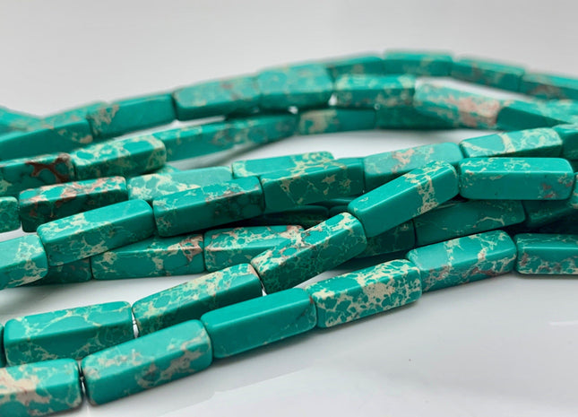 4-5x13 mm Cuboid Tube Shape Green Color Impression Jasper Gemstone Beads Green Impression Jasper Loose Beads 15.5 Inches Strand #3135