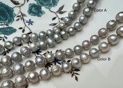 40 Inches Hand Knotted 9-10 mm Potato Gray Color Freshwater Pearl Necklaces Long Pearl Necklace #1676