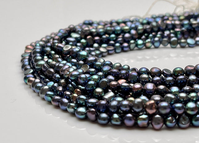 4x5 mm AAAA Blue Peacock Color Potato Nugget Freshwater Pearl Beads Genuine High Luster Peacock Freshwater Pearl Beads #P2187