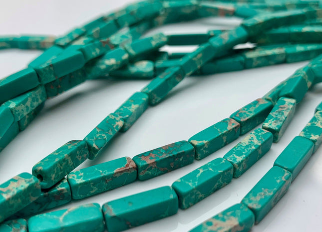 4-5x13 mm Cuboid Tube Shape Green Color Impression Jasper Gemstone Beads Green Impression Jasper Loose Beads 15.5 Inches Strand #3135