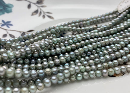 3.5-4 mm AAA Sage Green Color Potato Freshwater Pearl Beads Green With Iridescent Gray Color Genuine Freshwater Small Seed Pearls #P1370