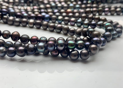 4.5-5 mm AA Dark Gray Peacock Color Potato Freshwater Pearl Bead Genuine Peacock Color Off Round Freshwater Pearls 70 Beads #1526