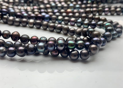 4.5-5 mm AA Dark Gray Peacock Color Potato Freshwater Pearl Bead Genuine Peacock Color Off Round Freshwater Pearls 70 Beads #1526