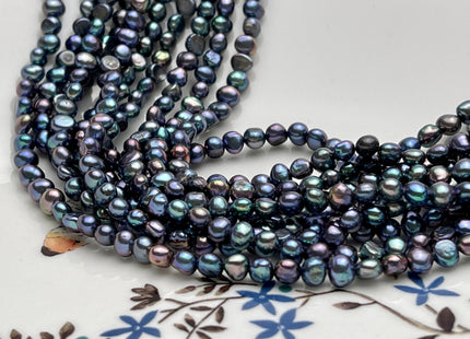 4x5 mm AAAA Blue Peacock Color Potato Nugget Freshwater Pearl Beads Genuine High Luster Peacock Freshwater Pearl Beads #P2187