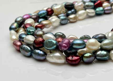 7-8x10 mm Mixed Color Freshwater Rice Nugget Pearls, Genuine Multicolor Nugget Freshwater Pearls #1320