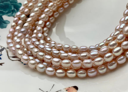 5.5-6x7-7.5 mm AAA Natural Light Mauve Pink Rice/Oval Freshwater Pearl Beads Genuine High Luster Soft Pink Rice Freshwater Pearls #P1378