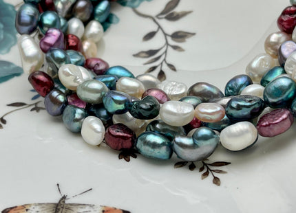 7-8x10 mm Mixed Color Freshwater Rice Nugget Pearls, Genuine Multicolor Nugget Freshwater Pearls #1320