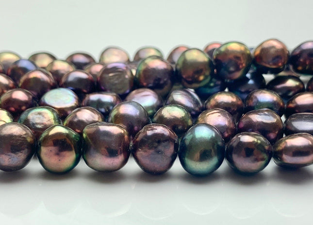 6-7 mm OR 9-10 mm AAA Potato Nugget Freshwater Pearl Beads Wild Purplish Peacock Color Genuine Freshwater Pearl Limited Edition Color #1067