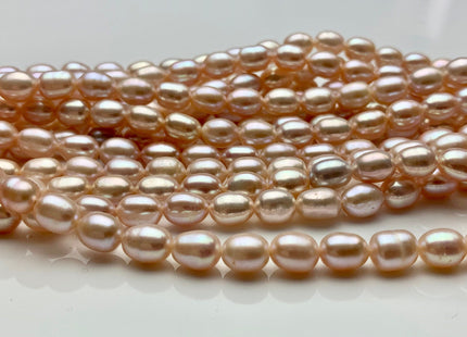 5.5-6x7-7.5 mm AAA Natural Light Mauve Pink Rice/Oval Freshwater Pearl Beads Genuine High Luster Soft Pink Rice Freshwater Pearls #P1378