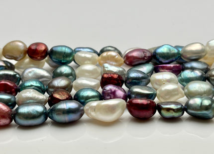 7-8x10 mm Mixed Color Freshwater Rice Nugget Pearls, Genuine Multicolor Nugget Freshwater Pearls #1320