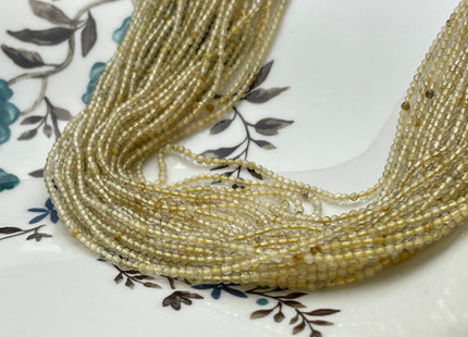 2 mm Faceted Round Tiny Golden Yellow Rutilated Quartz Gemstone Beads Genuine Natural Quartz Loose Beads 13 Inches Strand #4139