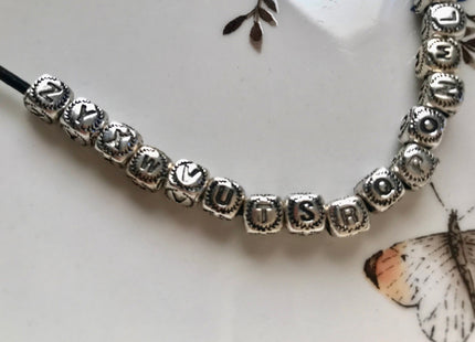 One Piece 6 mm 925 Sterling Silver Alphabet Letter Silver Dice Shape Genuine Sterling Silver Large Hole Spacer Bali Antique Beads #10166