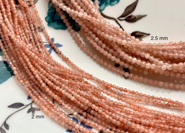 BEST DEAL 2mm 2.5mm Natural Faceted Round Sunstone Gemstone Beads Genuine Natural Orange Gemstone Loose Beads 15.5 Inches Strand #2527