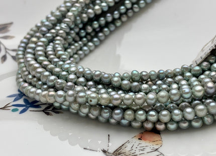3.5-4 mm AAA Sage Green Color Potato Freshwater Pearl Beads Green With Iridescent Gray Color Genuine Freshwater Small Seed Pearls #P1370