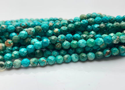 3mm 4mm Faceted Round Turquoise Beads Turquoise Loose Beads 15.5 Inches Strand #2647
