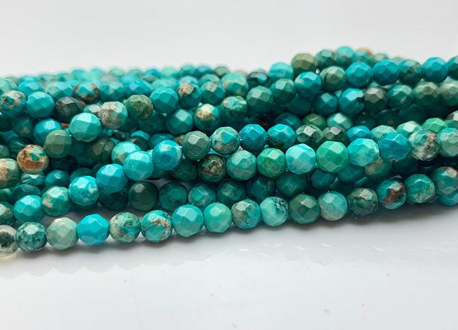 3mm 4mm Faceted Round Turquoise Beads Turquoise Loose Beads 15.5 Inches Strand #2647