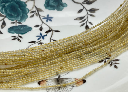 2 mm Faceted Round Tiny Golden Yellow Rutilated Quartz Gemstone Beads Genuine Natural Quartz Loose Beads 13 Inches Strand #4139