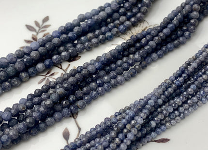 2mm 3mm 3.5-4mm Natural Blue Sapphire Faceted Round Gemstone Loose Beads Genuine Natural Blue Sapphire Tiny Beads 15.5 Inches Strand #3727