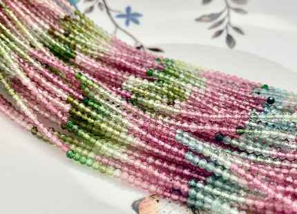 2.5 mm AAA 100% All Natural Micro Faceted Rondelle Gemmy Tourmaline Beads Top Quality Black Green Pink Gold Blue Tourmaline 13 Inches #2949