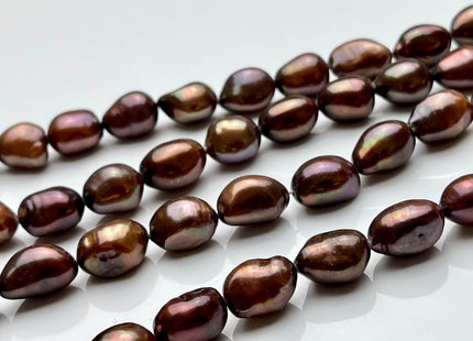 9-10x12-13 mm AA Dark Chocolate Brown Rice Nugget Shape Freshwater Pearl Beads Genuine Freshwater Pearls #1099